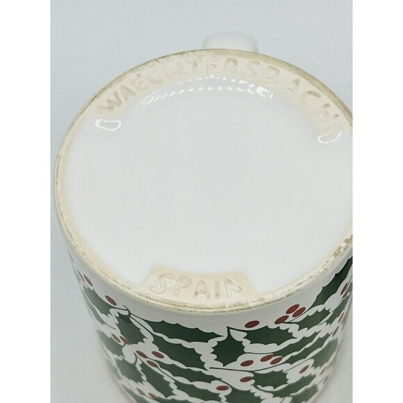 Waechtersbach SPAIN White Christmas Green Holly Red Berries Coffee Mug Lot of 2 - Picture 8 of 9